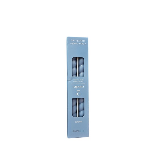trueliving Other - Trueliving Blue Twisted Finish Unscented Taper Candles 2 Pack 10in  #249-250